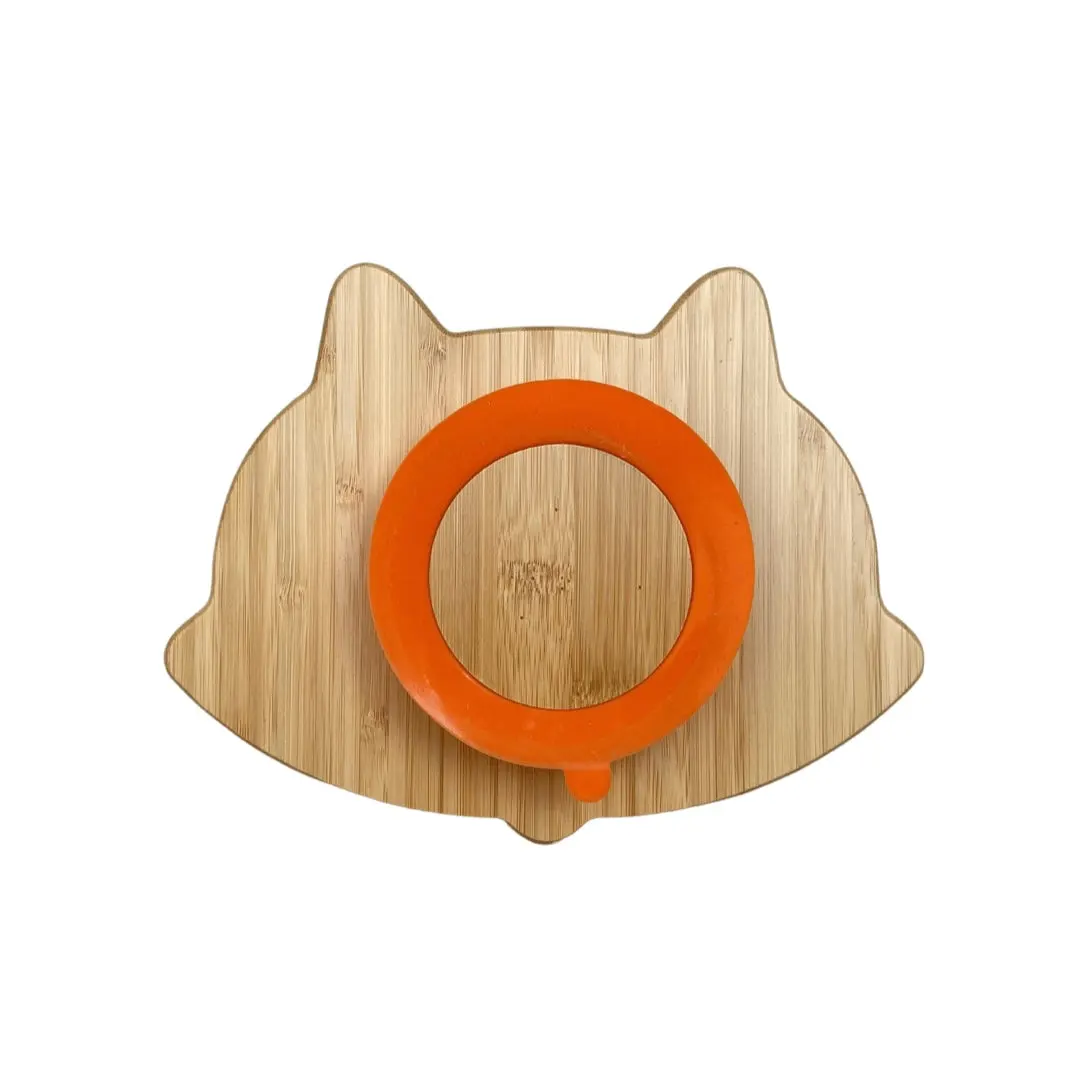 Littlecherrymom Fox Bamboo Suction Plate (With Fork And Spoon) | Grocsy