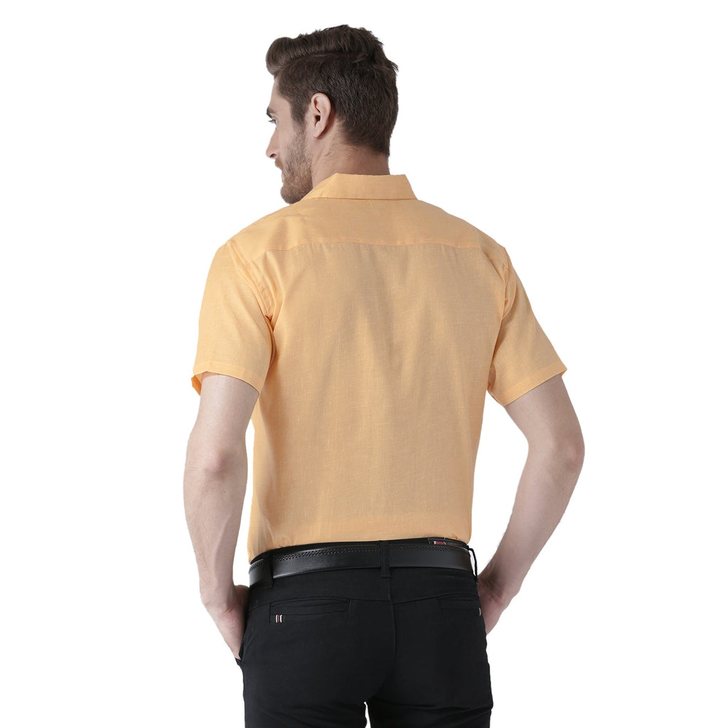 RIAG Yellow Men's Half Sleeves Solid Shirt | Grocsy