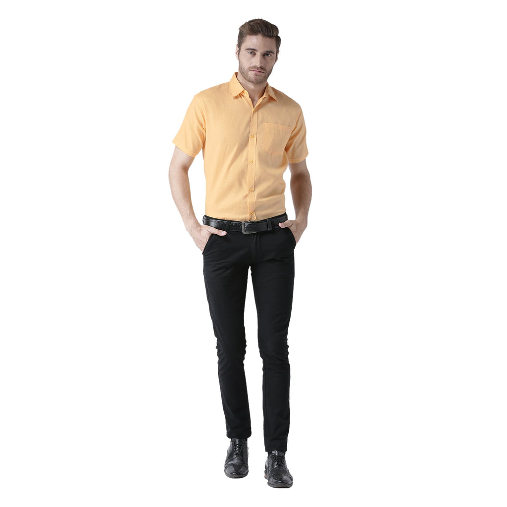 RIAG Yellow Men's Half Sleeves Solid Shirt | Grocsy