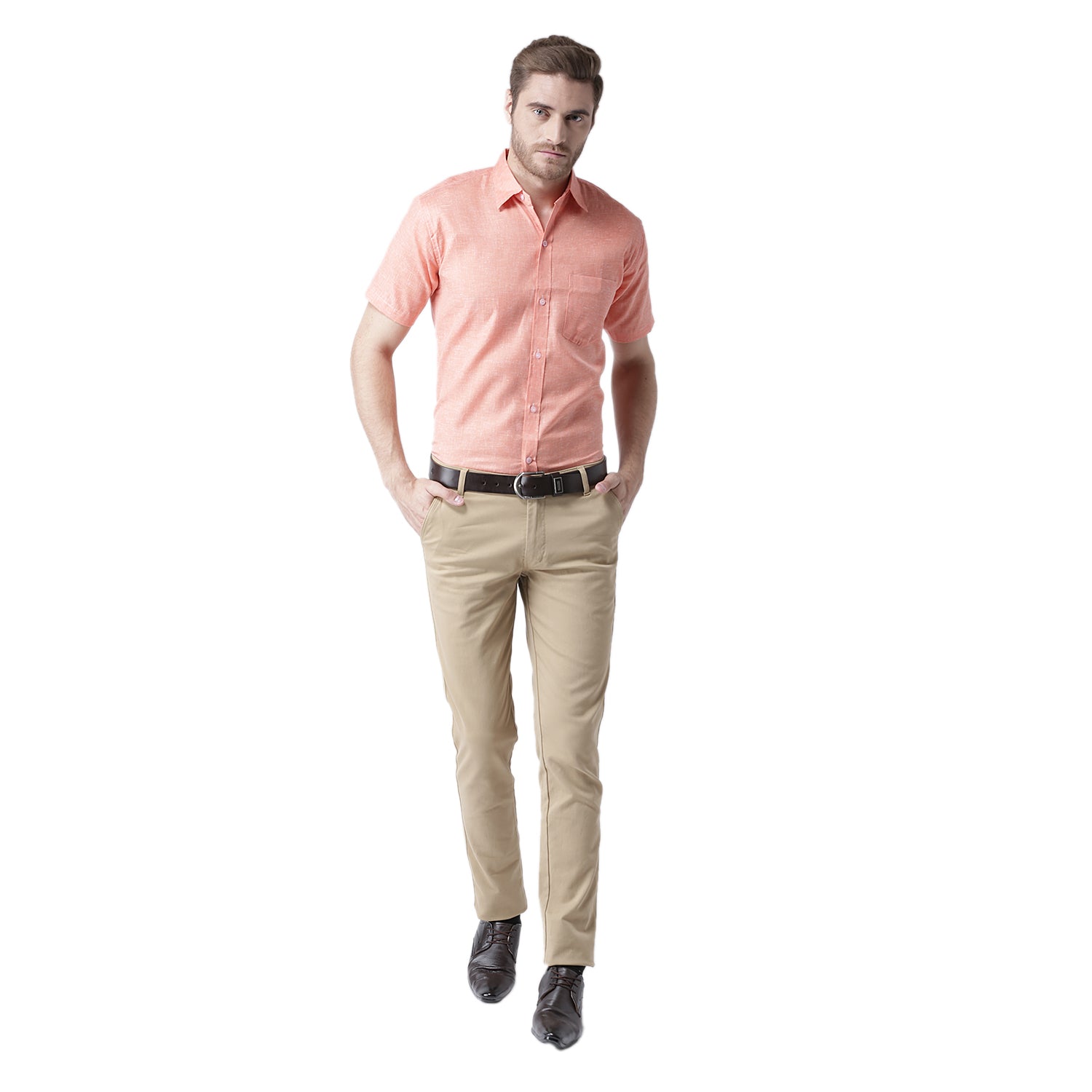 RIAG Orange Men's Half Sleeves Solid Shirt | Grocsy