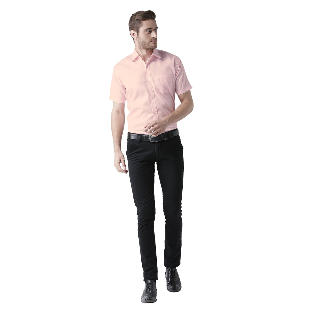 RIAG Pink Men's Half Sleeves Solid Shirt | Grocsy