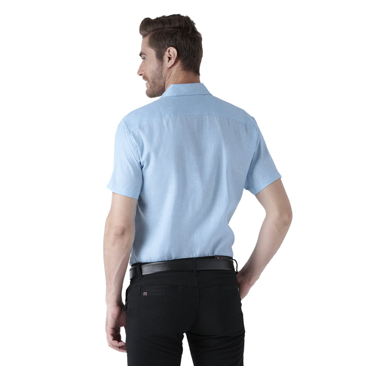 RIAG Light Blue Men's Half Sleeves Solid Shirt | Grocsy