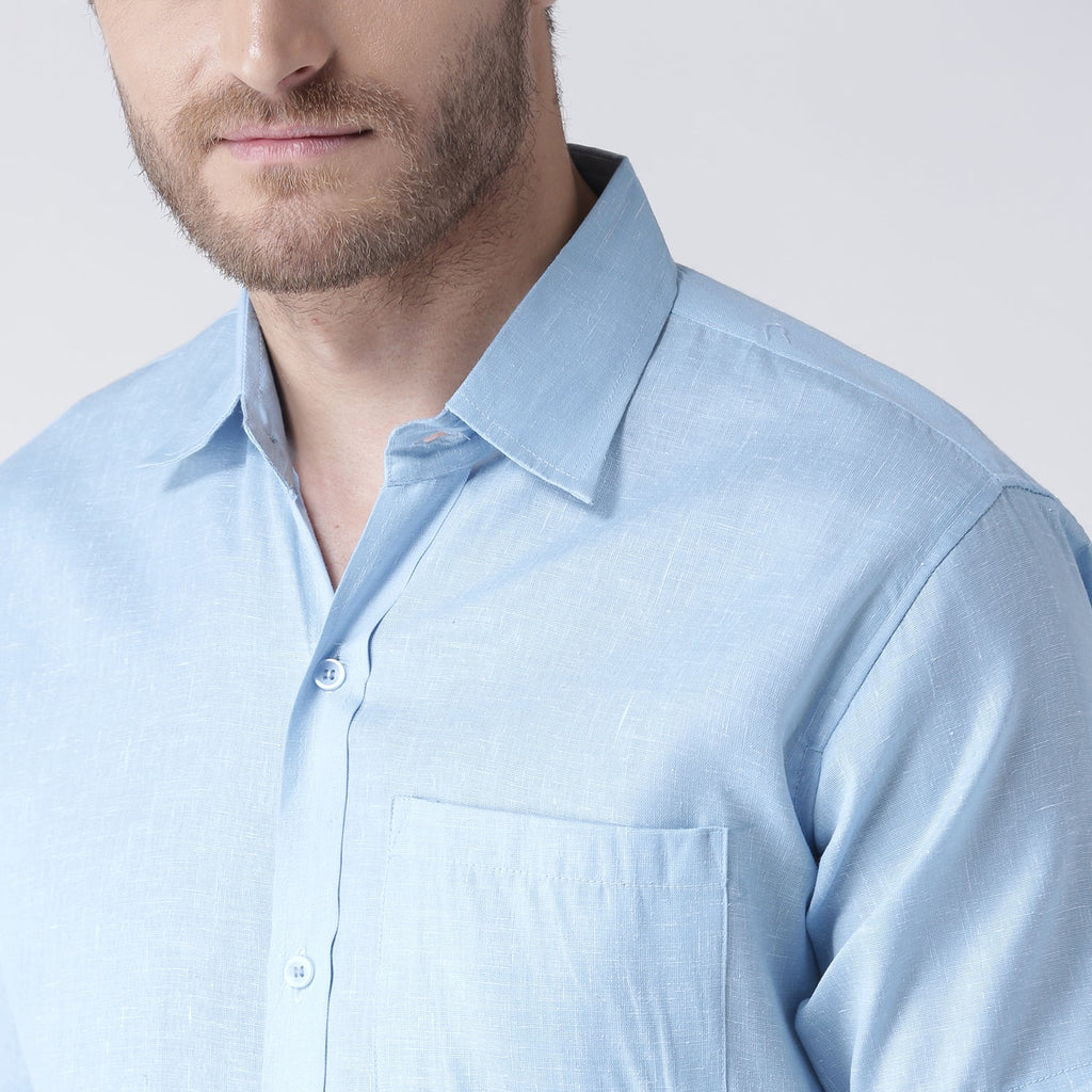 RIAG Light Blue Men's Half Sleeves Solid Shirt | Grocsy