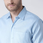 RIAG Light Blue Men's Half Sleeves Solid Shirt | Grocsy