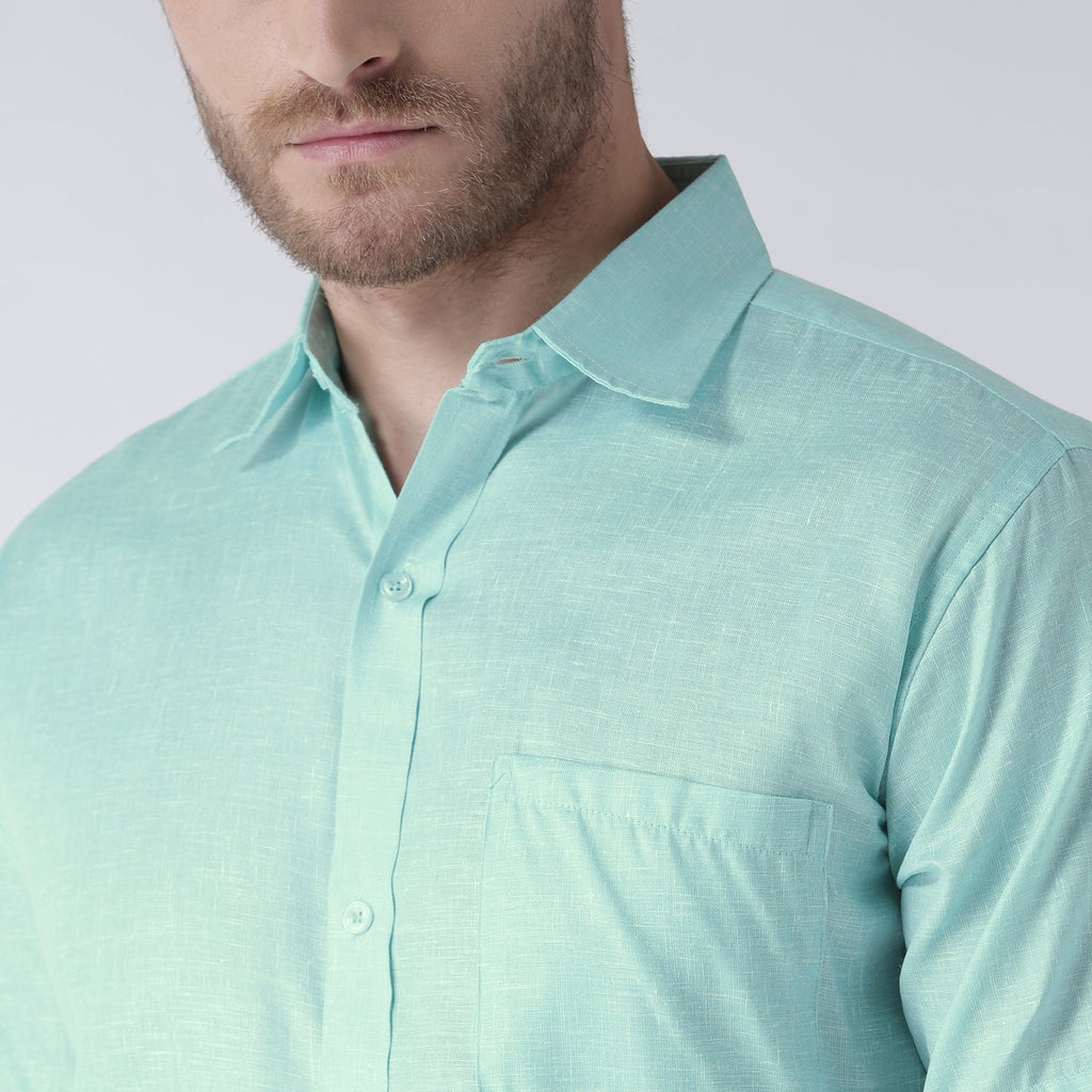 RIAG Green Men's Half Sleeves Solid Shirt | Grocsy