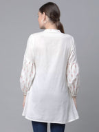 Ahalyaa Off White Pure Cotton Printed Tunic | Grocsy