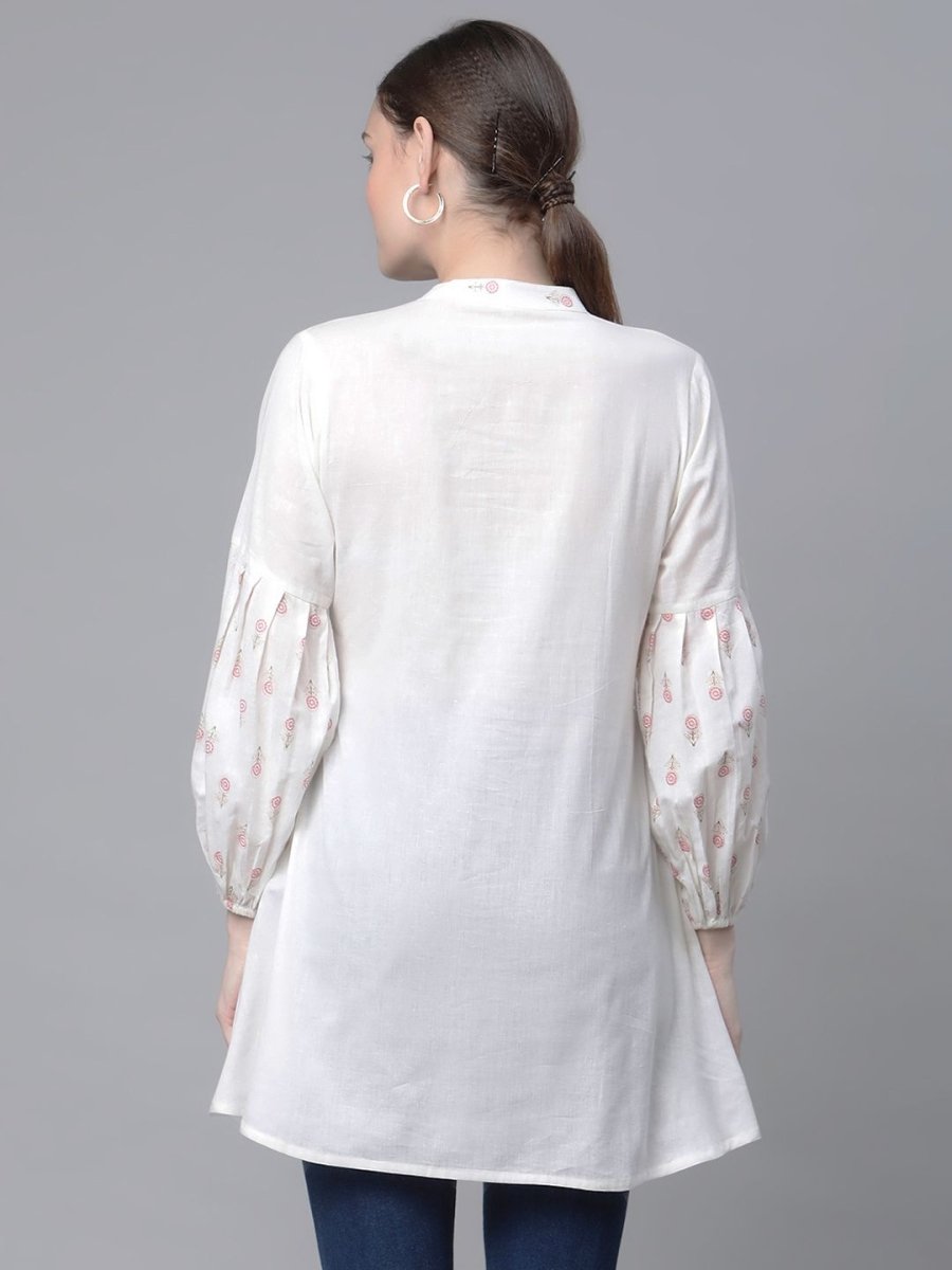 Ahalyaa Off White Pure Cotton Printed Tunic | Grocsy