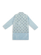 Joban Fashion Kids Island stylish Tikli work Nehru Jacket Full Sleeves Kurta, Pyjama Set - Sky Blue | Grocsy