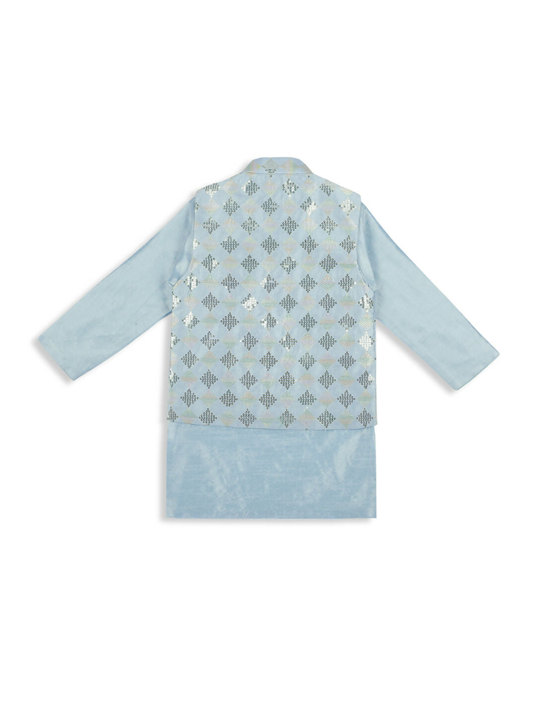Joban Fashion Kids Island stylish Tikli work Nehru Jacket Full Sleeves Kurta, Pyjama Set - Sky Blue | Grocsy