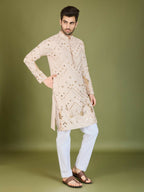 Vastranavya Ivory Exclusive Festival Wear Pure Viscose Rayon Embroidered Sequence Work Kurta | Grocsy