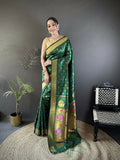 Joban Fashion Green Polka Dot Lichi Silk Paithani Silk Saree | Grocsy