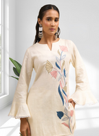 Joban Fashion Cream Linen Embroidered Readymade Cord Set | Grocsy
