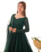 Joban Fashion Green Kurta Set Georgette Sequence Embroidery Work | Grocsy