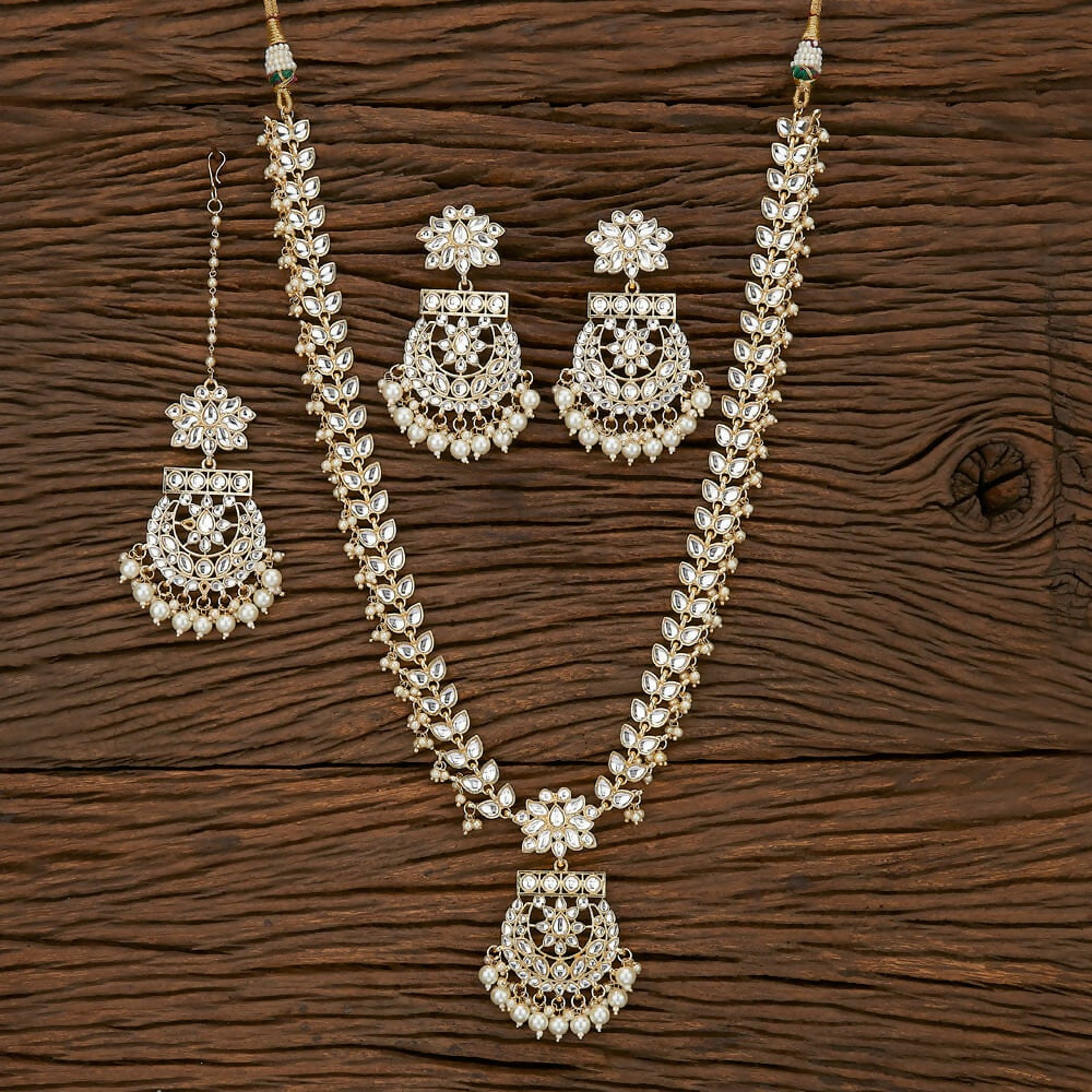 Joban Fashion Women Golden White Necklace Set | Grocsy
