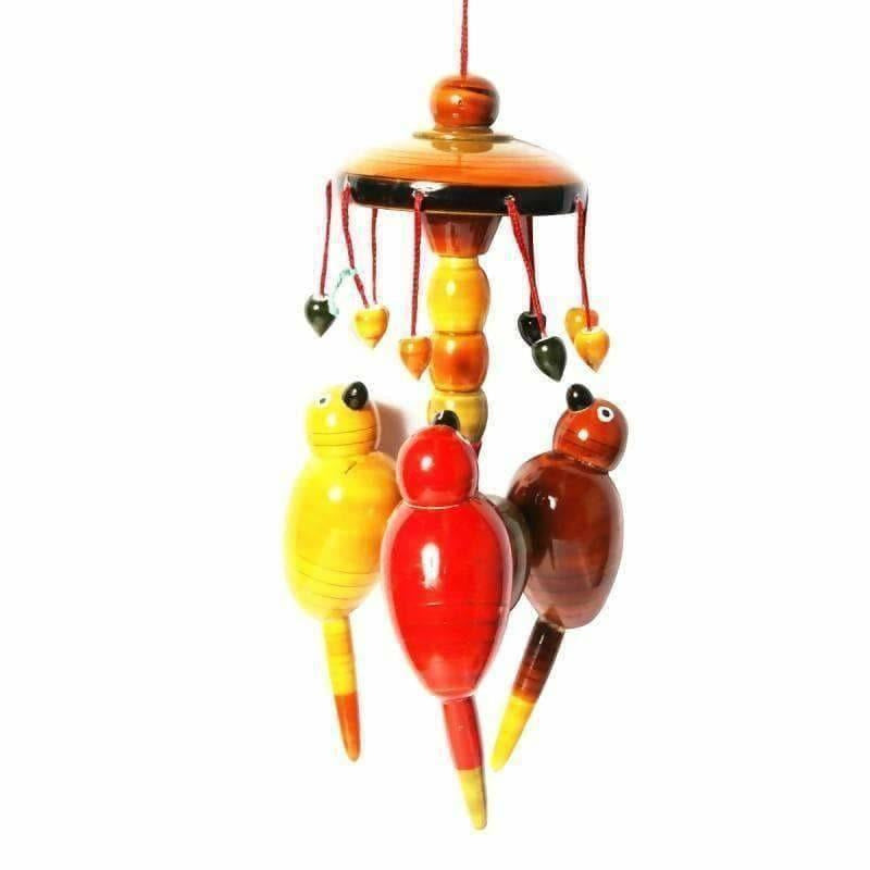 Etikoppaka handmade Wooden Colorful Wall Hanging With Parrots | Grocsy