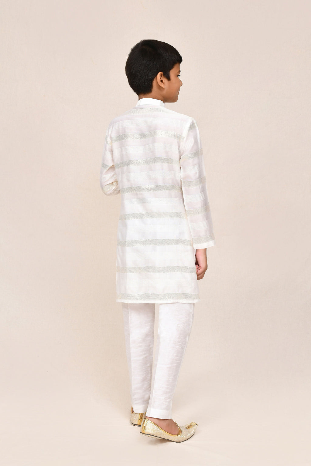 Joban Fashion Jacquard Silk Off White Kurta With Straight Fit Pant | Grocsy