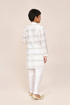 Joban Fashion Jacquard Silk Off White Kurta With Straight Fit Pant | Grocsy