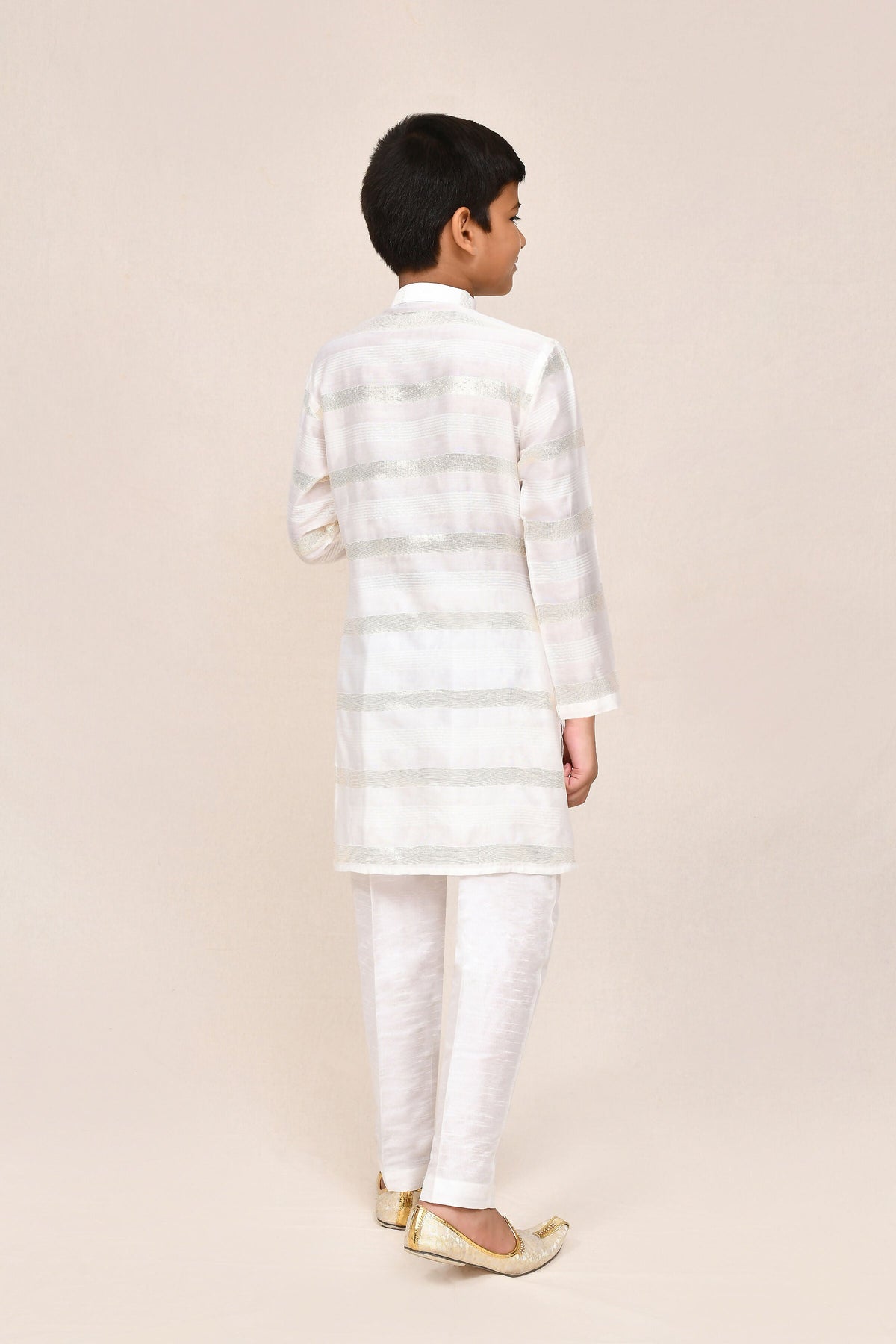 Joban Fashion Jacquard Silk Off White Kurta With Straight Fit Pant | Grocsy