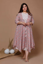 Miravan Women's Plus Size Printed Anarkali Kurta With Jacket | Grocsy