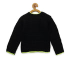 Chutput Kids Black Coloured Solid Pullover with Caterpiller Applique Detail | Grocsy