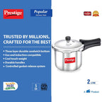 Prestige Popular Stainless Steel Pressure Cooker, Silver Color | Grocsy