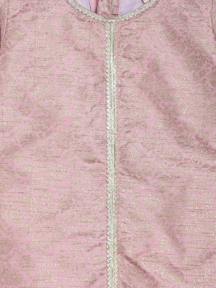 Ahalyaa Pink Poly Silk Straight Kids Kurta Palazzo Set For Girls | Grocsy