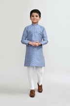 Joban Fashion Art Silk Blue Kurta With Straight Fit Pant | Grocsy