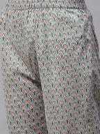 Miravan Women's Cotton Floral Printed Straight Kurta Palazzo  | Grocsy