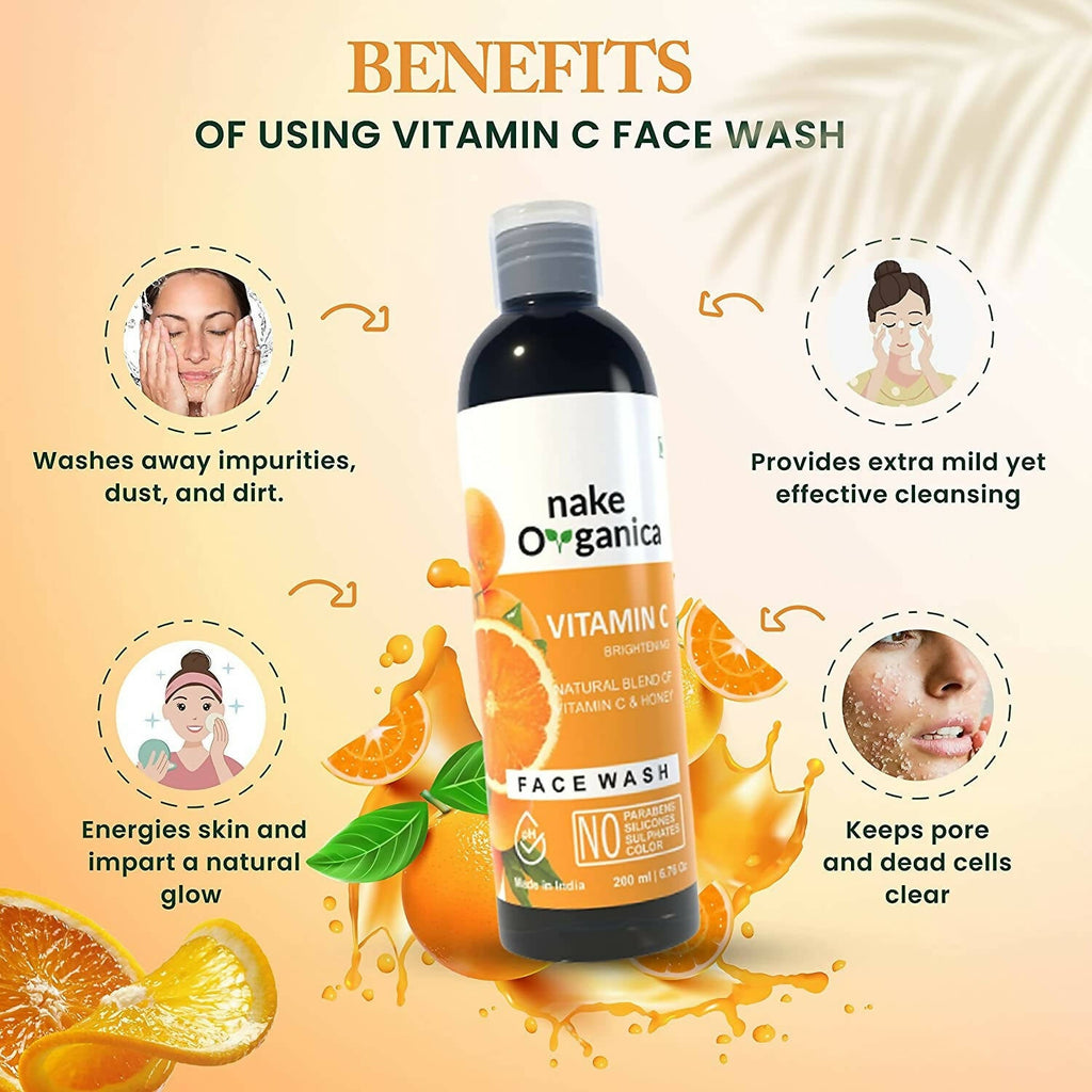 Nake Organica Vitamin C Brightening Face Wash | Grocsy