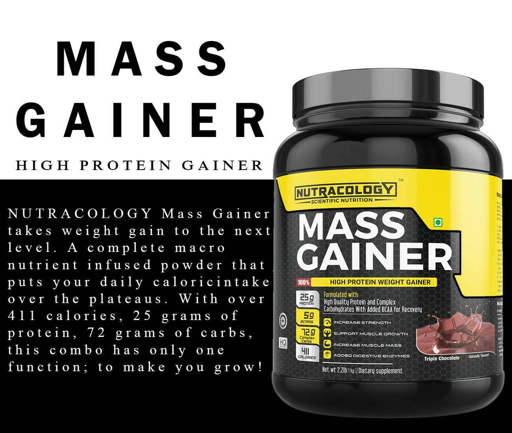 Nutracology Mass Gainer Gain Weight High Protein Weight Gainer With Enzyme Blend | Grocsy