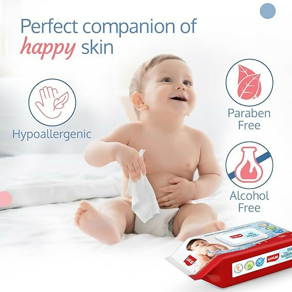 LuvLap Paraben Free 99% Pure Water Nourishing Baby Wipes, with Fliptop Lid | Grocsy