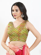 Joban Fashion Liril Silk Padded Blouse With V Neck Sleeveless | Grocsy
