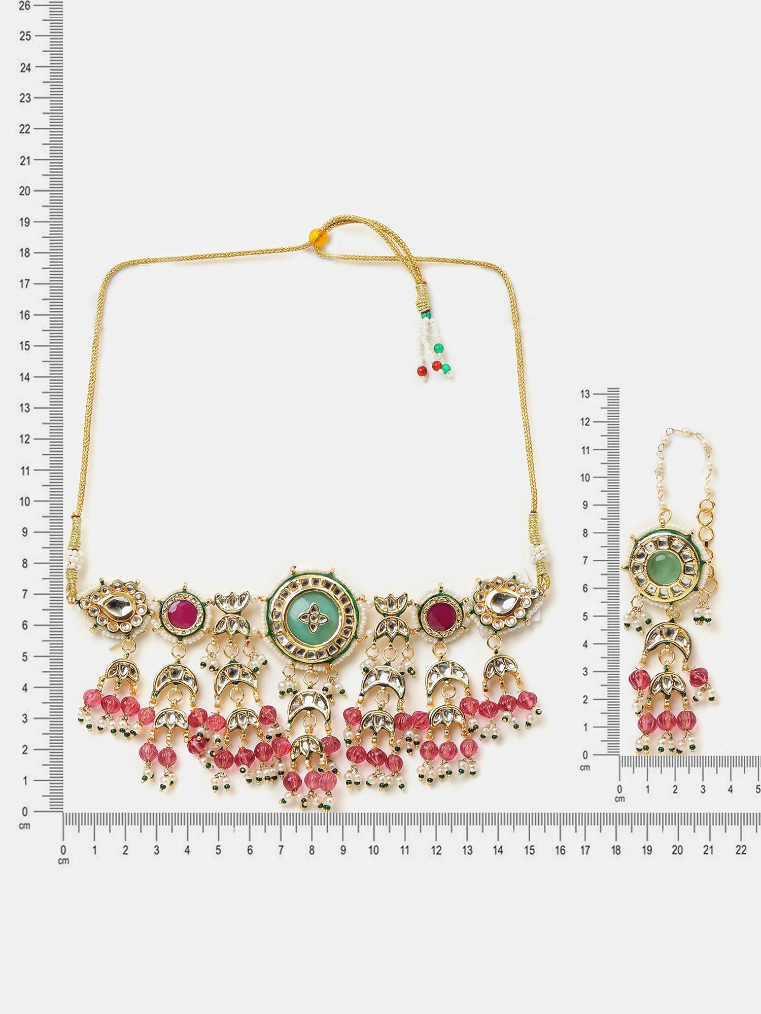 Ruby Raang Kundan Emerald Bloom Necklace With Matching Earrings | Grocsy