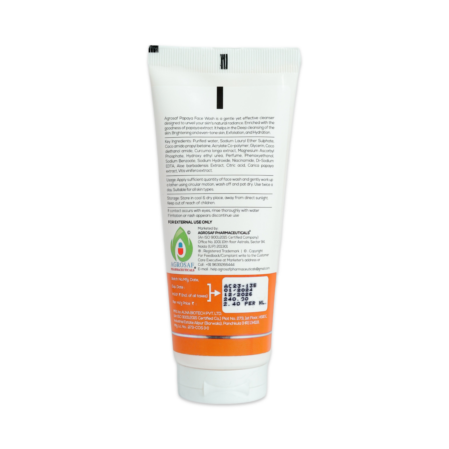 Agrosaf Papaya Face Wash | Grocsy