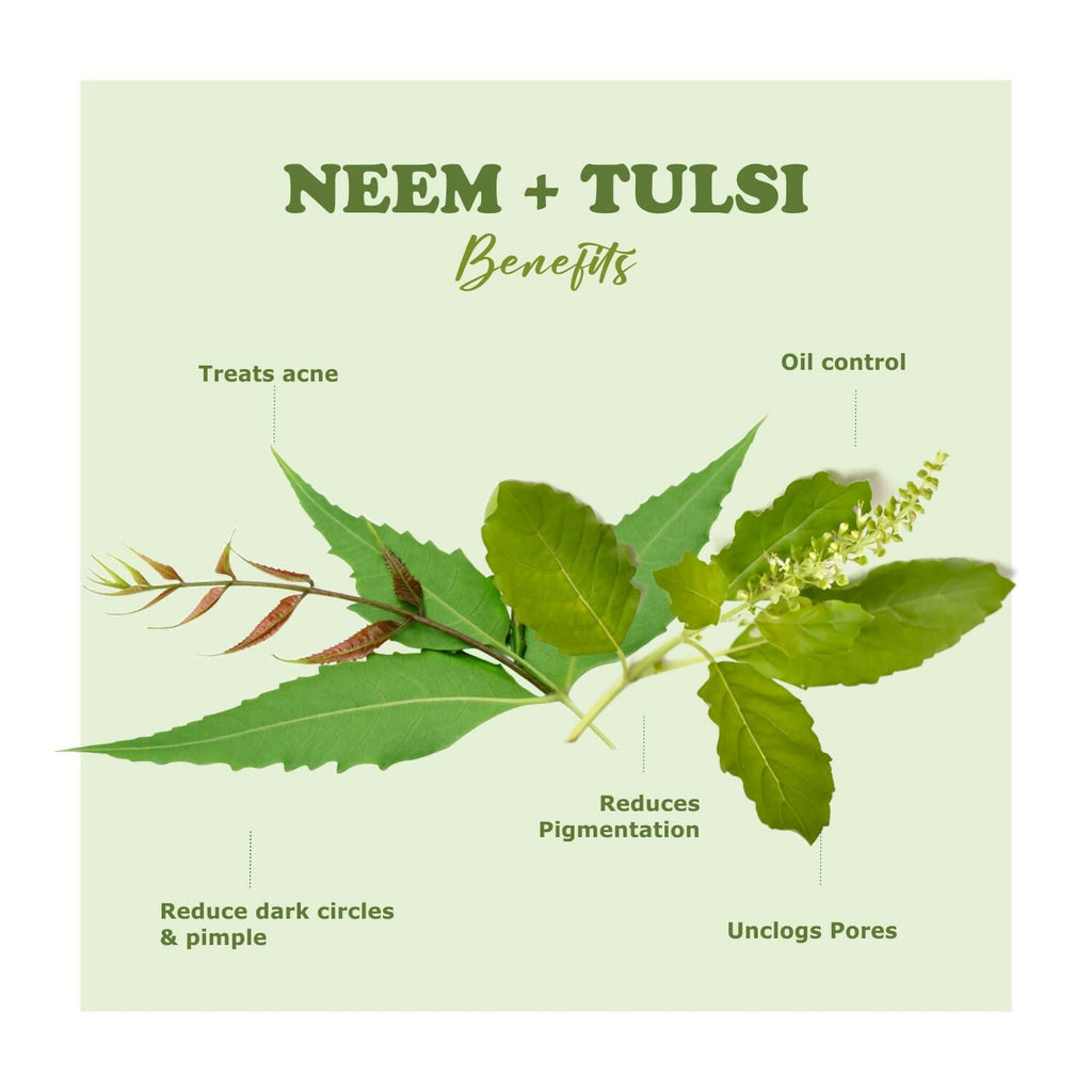 Kimayra Organic Neem + Tulsi Face Pack Powder For Pimple Free Skin, Helps In Cleansing The Skin | Grocsy