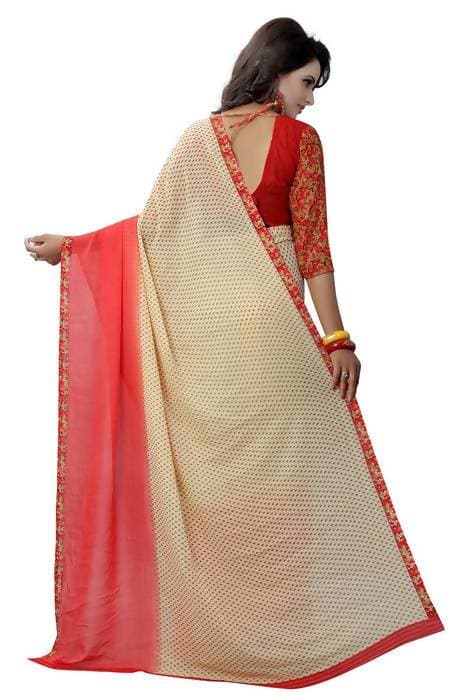 Vamika Red Georgette Printed Contemporary Saree (PADING RED) | Grocsy