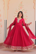 Joban Fashion Maroon Georgette Sequence Embroidery Work Kurta Set | Grocsy