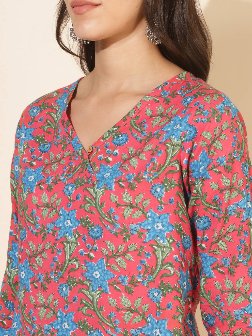 Janasya Women's Pink Cotton Floral Printed Casual Regular Co-ords | Grocsy