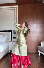 Prazu Fashion Pista Green Satin Silk Embroidered Sharara Suit | Grocsy