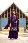 Prazu Fashion Violet Georgette Beads Work Designer Sharara Suit | Grocsy