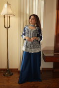 Lehenga Mart Designer Palazzo Suit With Kurta Palazzo Dupatta For Women-Blue | Grocsy
