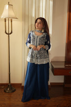 Lehenga Mart Designer Palazzo Suit With Kurta Palazzo Dupatta For Women-Blue | Grocsy