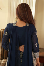 Lehenga Mart Designer Palazzo Suit With Kurta Palazzo Dupatta For Women-Blue | Grocsy