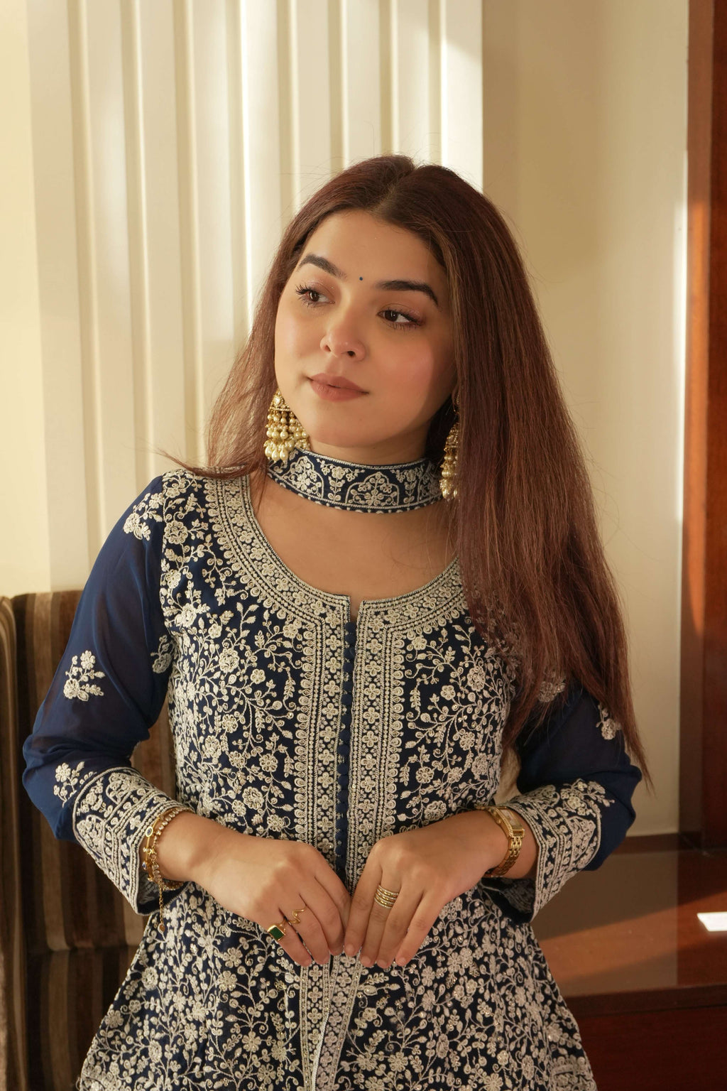 Lehenga Mart Designer Palazzo Suit With Kurta Palazzo Dupatta For Women-Blue | Grocsy