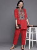 Ahalyaa Women's Traditional Wear Co-ods - Red | Grocsy