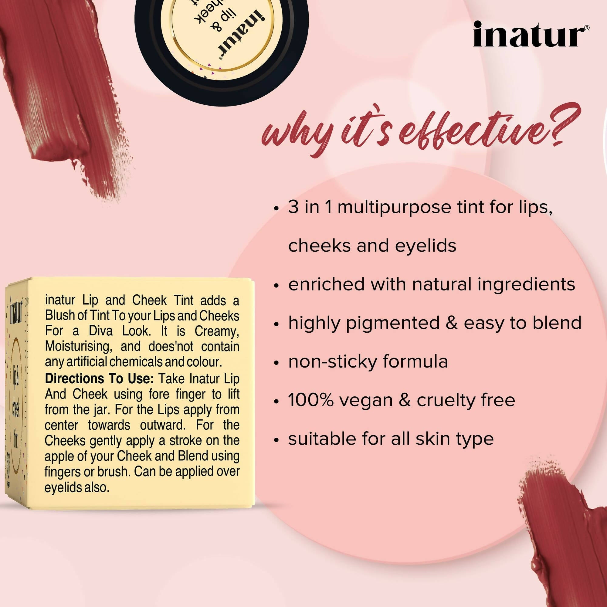 Inatur Lip and Cheek Tint Rose Berry | Grocsy