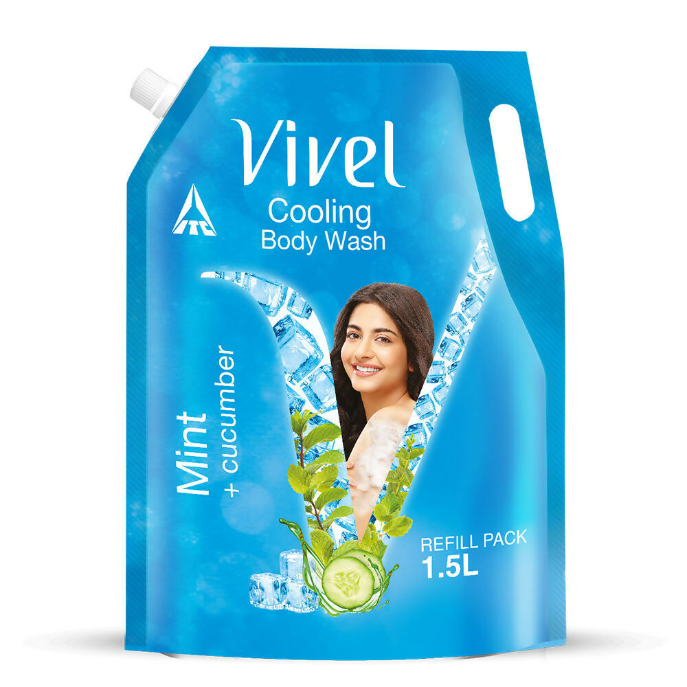 Vivel Cooling Body Wash Mint & Cucumber Moisturizing Shower Gel Supersaver XL Refill Pouch | Grocsy