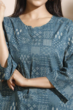 Breathables Abstract Green Cotton Kurta & Pant Co-Ord Set | Grocsy