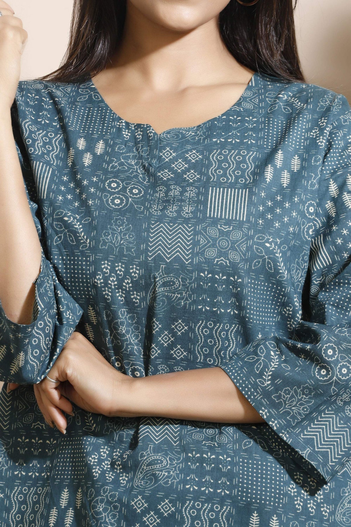Breathables Abstract Green Cotton Kurta & Pant Co-Ord Set | Grocsy