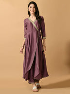 Myshka Women's Mauve Solid Party Kurta Sets | Grocsy